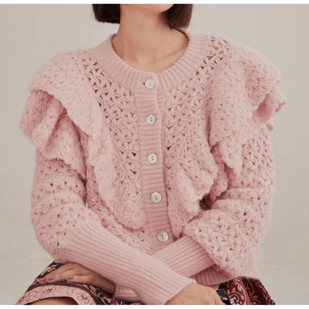 FARM Rio Pink Ruffled Cardigan - Picture 5 of 8